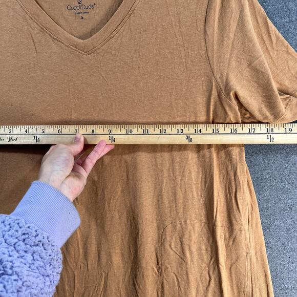 Cuddl Duds Cotton Core V-Neck Dress Honey Size Small - Picture 7 of 13